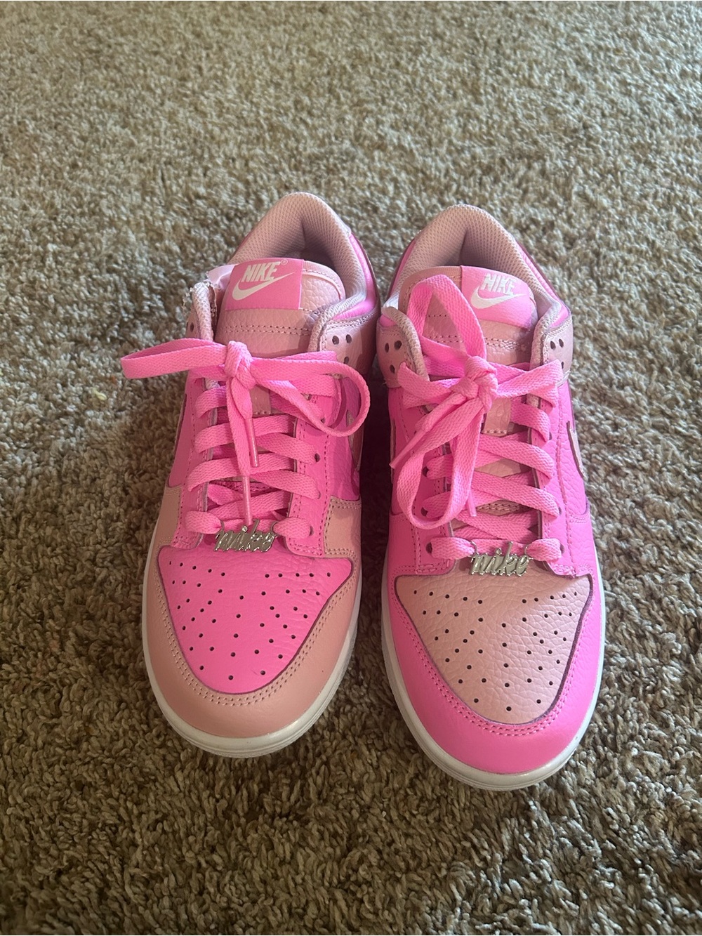 Custom mismatching pink Nike Dunk low unlocked by you size 6.5 NWOB